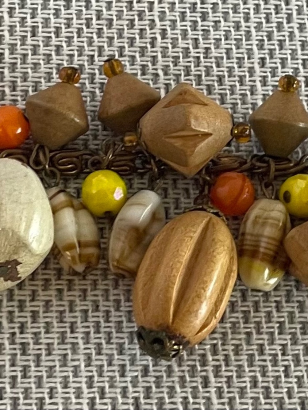 Vintage, Nut, Seed and Bead Bracelet - "Nutty Fashion!"